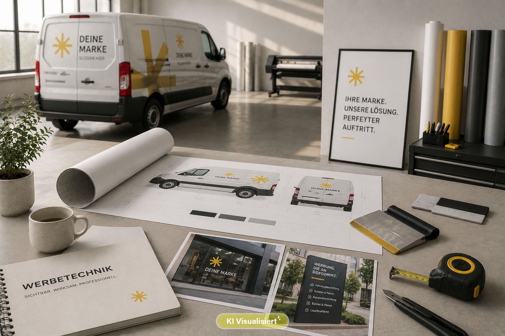 Fahrzeugbeschriftung und Werbetechnik Behrwerbung KI Fahrzeugbeschriftung, Werbetechnik - KI Visualisiert